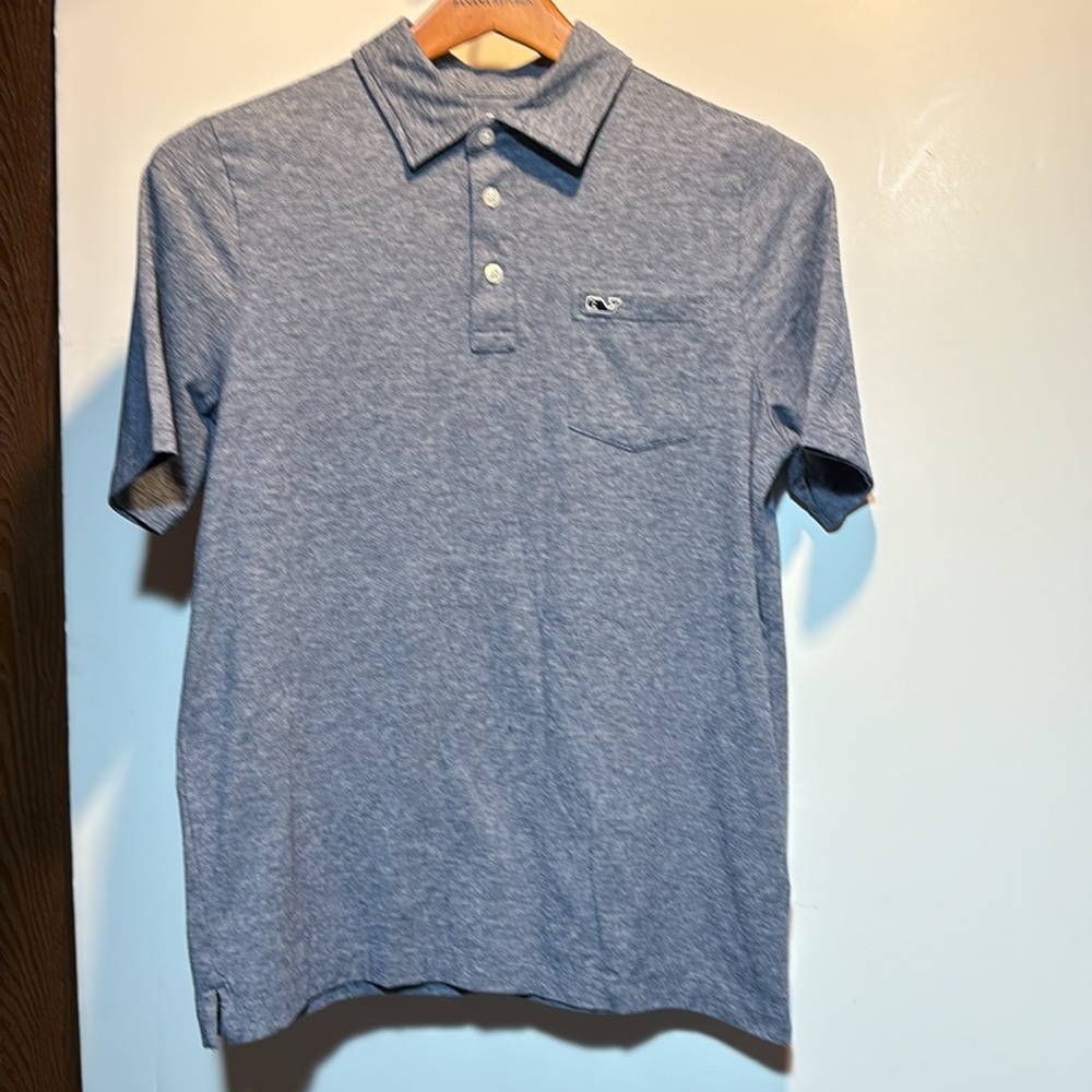 Vineyard Vines Edgartown Polo Shirt Youth Boy's L  (16) Short Sleeve Gray